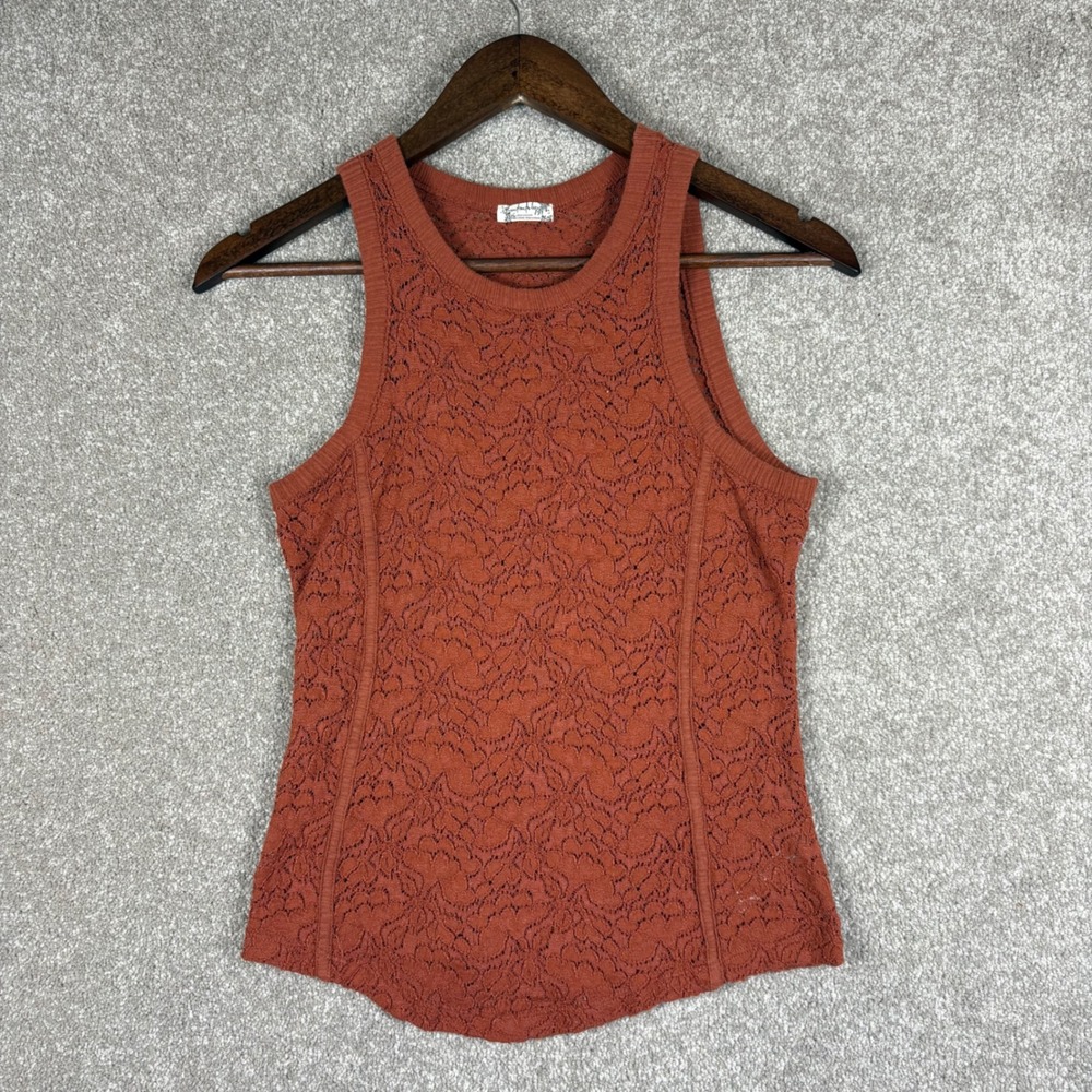 Intimately Free People Rust Orange Lace Sleeveless Tank Top Small SP